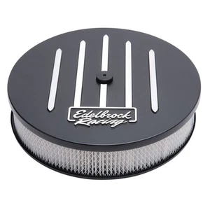 Edelbrock Air Cleaner Assembly 41663; Racing-Series Black Aluminum Round 14 x 3" - Picture 1 of 2