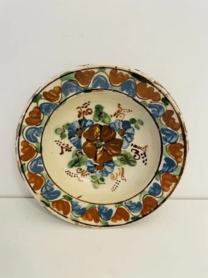 🟠 ceramica popolare maiolica antico piatto dipinto a mano esemplare 3 - Immagine 1 di 4