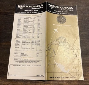 1966 Mexicana Airlines Timetable Pan American Affiliate August 15 to October 30 - Picture 1 of 3