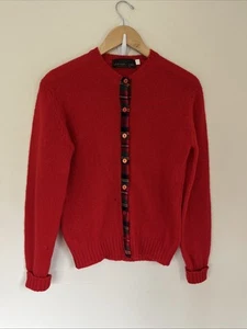 Glenisla M 100% Pure Wool Red Cardigan Made In Scotland Tartan - Bild 1 von 12