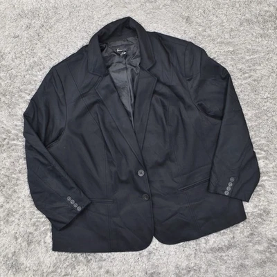 Blazer Lane Bryant para mujer talla 26 de dos botones negro manga larga mezcla de algodón Foto 1 de 4