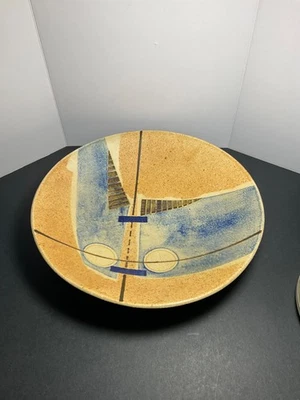 Art Studio Pottery Bowl Midcentury Andrew Van Assche Multicolor Geometric 12.5” - Image 1 of 4