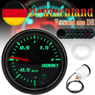 Ø52mm 2 Pollici Indicatore Pressione di Carica Auto Strumento Aggiuntivo Boost Turbocompressore-Nero - Immagine 1 di 4