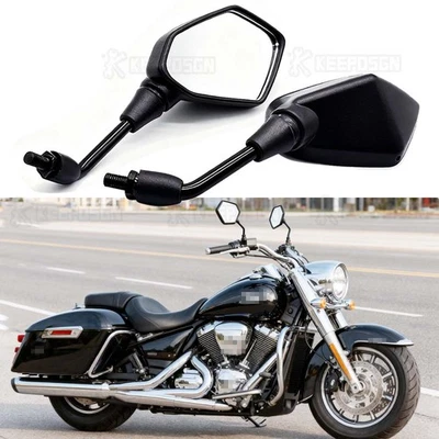 Par de espejos retrovisores negros para motocicleta Honda Stateline 1300 VT1300CR Foto 1 de 4