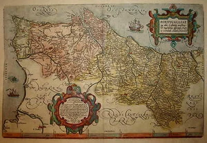 PORTUGALLIAE QUE OLIM LUSITANIA POR ORTELIUS C. 1593 - Imagen 1 de 3