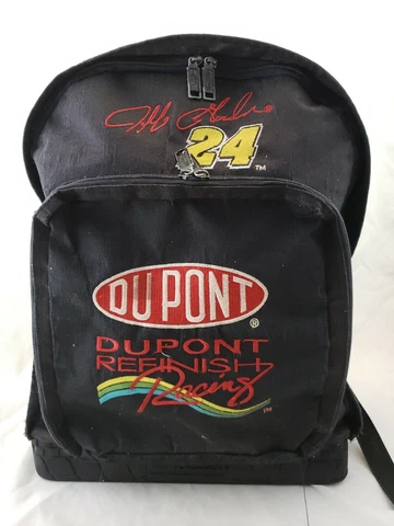 Vintage Jeff Gordon 24 DuPont Refinish Racing Backpack NASCAR Rubber Bottom Cover