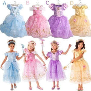 Girl Fairytale Dress Costume Belle, Aurora, Rapunzel, Cinderella size 2-10 - Picture 1 of 17