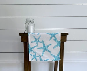 Aqua Blue Table Runner Nautical Coastal Living Starfish BeachHouse Home Decor - Picture 1 of 14