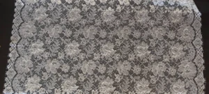 50" Wide White Floral Rayon Nylon Tulle French Lace Fabric 1357 - Picture 1 of 5