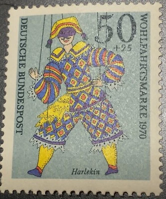 Lot "AD" Set of 4 1970 WOHLFAHRTSMARKE German Puppet stamps MINT never hinged   - Image 1 of 3