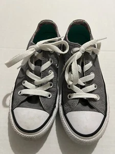 Converse Girls /Junior All Star Gray Lace Up Low Shoes with Floral Int. Sz 11-N - Picture 1 of 9