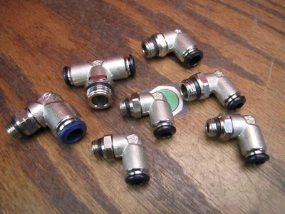 (7) Push-to-Connect Threaded Fitting lot 8mm tee 6mm 90deg - Image 1 of 4
