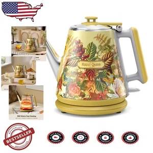 Retro Floral Electric Kettle - 1L, 800W Double Wall Stainless Steel Design - Picture 1 of 10