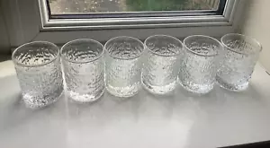Vintage Set Of 6 Ravenhead Siesta Bark Effect Small Glass Tumblers - Picture 1 of 4