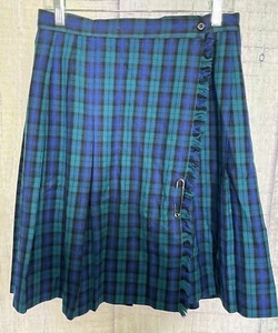 Vintage Talbots 100% Worsted Wool Tartan Plaid Kilt Style Wrap Skirt Sz 12 - Picture 1 of 4