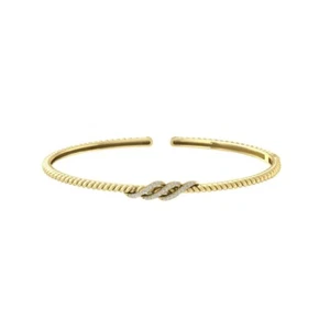 10k Yellow Gold 0.13 ct Diamond Bangle Bracelet for Women IJ Color I2I3 Clarity - Picture 1 of 5