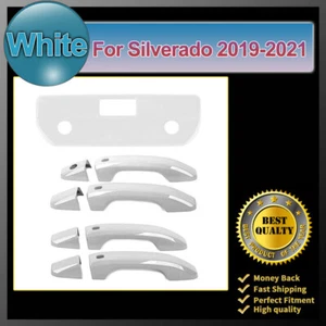 White Tailgate Door Handle Cover Trim Set For Chevy Silverado/GMC Sierra 2019-21 - Picture 1 of 11