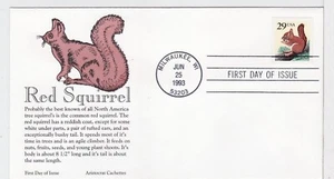 TurtlesTradingPost- Red Squirrel 1993 #2489 FDC - Aristocrat Cachet - Picture 1 of 1