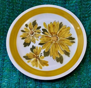 VTG 60's Mikasa Cera -Stone 12 in Yellow green Dinner Plate DAYBREAK flower leaf - Picture 1 of 6