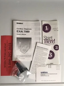 Uniden Cordless Telephone EXAI 7980 Owners Manual Quick Set Up Guide Beltclip - Picture 1 of 4