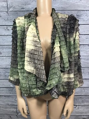 Dressbarn Mujer Frente Abierto Cascada Volantes en Capas Recortados Multicolor Talla L Foto 1 de 4