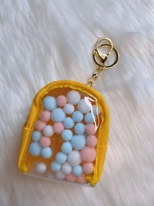 Mini Makeup Bag Cosmetic Pouch Yellow Transparent Keychain Bag Charm Yellow New - Picture 1 of 4