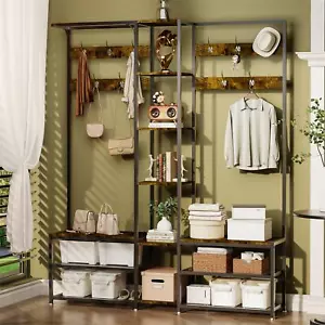 Ecke Garderobenschrank offener Kleiderständer Garderobe Schuhregal mit Sitzbank - Bild 1 von 20