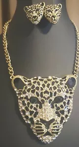 Panther Bling Bling grüne Augen 3-teiliges Set goldfarbene, schwarze & irredesnt Steine. - Bild 1 von 24