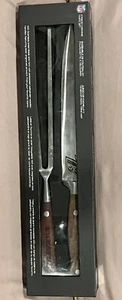 Baltimore Ravens Juego de cuchillos para tallar de dos piezas NFL puerta trasera parrilla mango de madera - Imagen 1 de 5