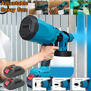 High Pressure Cordless Paint Sprayer Electric Airless HVLP Spray Gun +2 Battery - Picture 1 of 16