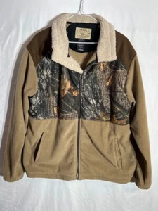 TAG Safari Outdoor Full Zip Fleece Mossy Oak Camo Brown Jacket Men's Size Large - Picture 1 of 10