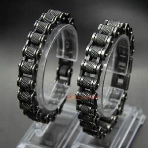 Retro Gun Gray Metal Bike/Motorcycle Chain Stainless Steel Bracelet Biker Link - Picture 1 of 17
