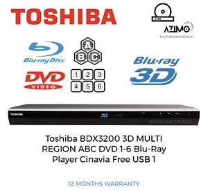 Toshiba BDX3200 3D MULTI REGION ABC DVD 1-6 Blu-Ray Player Cinavia Free Md - Picture 1 of 11