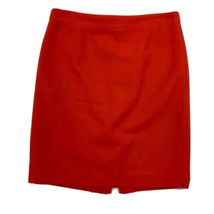 J. Crew Straight The Pencil Skirt Womens 8 Red Back Zip Closure Slit Wool Blend - Picture 1 of 9