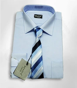 Jungen blau formelles Gerät Hemd und Krawatte Set Pageboy Hochzeit Abschlussball Smart Anzug Hemden - Bild 1 von 1