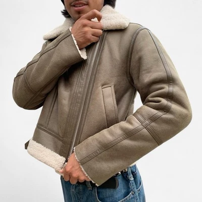 Chaqueta de bombardero de aviador de piel de oveja para mujer B3 RAF estilo vintage imitación cuero talla Foto 1 de 4