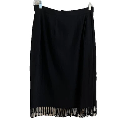 Chaus Vtg Midi Wool Blend Wrap Skirt Women’s 16 Elevated Classic Fringe Western - Image 1 of 4