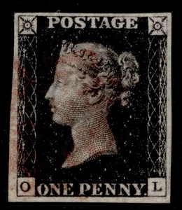 GB QV SG2, 1d black PLATE 8, FINE USED. Cat £525. RED MX OL - Picture 1 of 1
