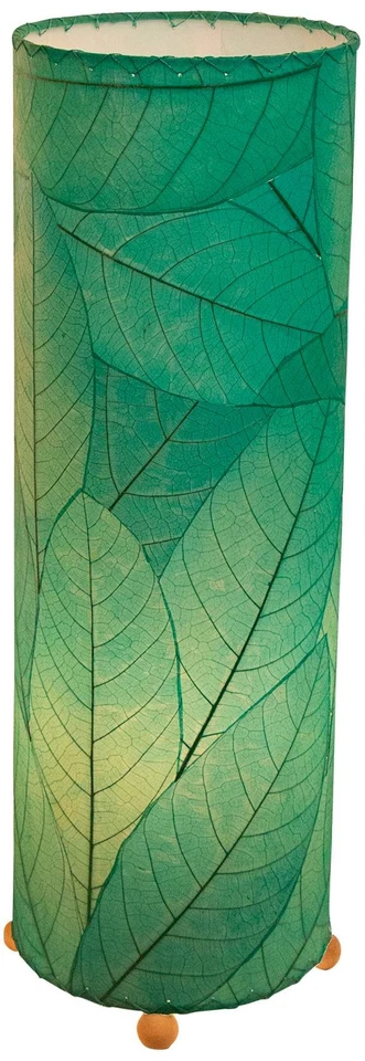 Lámpara de mesa cilíndrica azul mar hojas cacao Eangee Foto 1 de 1