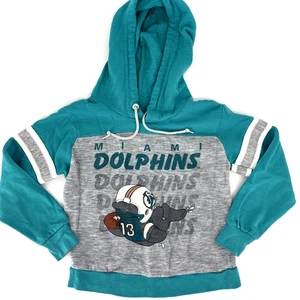 Felpa con cappuccio vintage Miami Dolphins pullover maglietta bambini calcio medio NFL bambini anni 80 - Foto 1 di 10