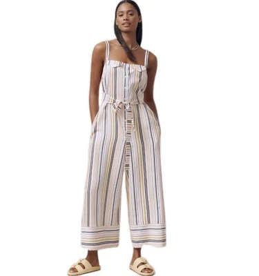 Maeve Easy Sleeveless Shirting Wide Leg Jumpsuit Multicolored Stripes Size: S  - Image 1 of 4