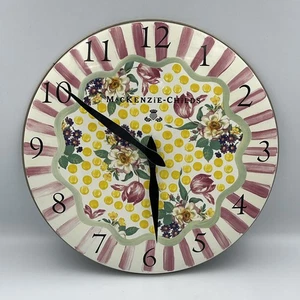 MACKENZIE CHILDS Bathing Hut Buttercup Flower Enamel 12” Clock Works *Read* - Picture 1 of 7