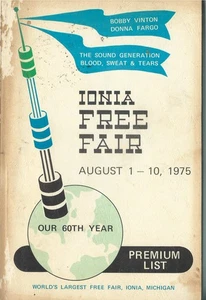 1975 Michigan IONIA FREE FAIR Premium BOOK featuring Bobby Vinton & Donna Fargo - Picture 1 of 2