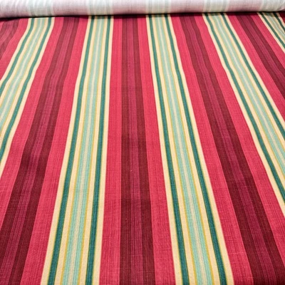 jay yang upholstery fabric red green stripes 54x56 1.5 yards 1444-21 - Image 1 of 4