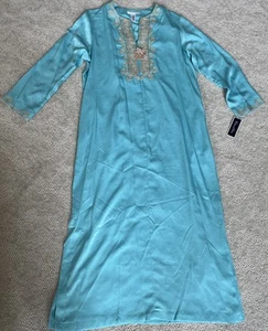 NWT Vintage Oscar De La Renta Night House Gown Blue Embroidered Tapestry Sz M - Picture 1 of 9