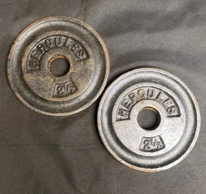Vtg Hercules 2 1/2 lb Barbell Weight Plates Standard 1" hole 2.5 x 2 5 lbs total - Picture 1 of 7