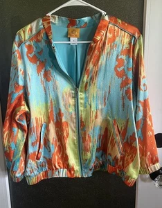 Ruby Rd Size 14 Burnout Multi-Color Roll Tab Sleeve Jacket - Picture 1 of 3