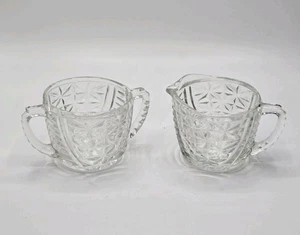 Vintage Anchor Hocking Klarglas Sterne & Bars Milchkännchen & Zuckerdose Set EUC - Bild 1 von 9