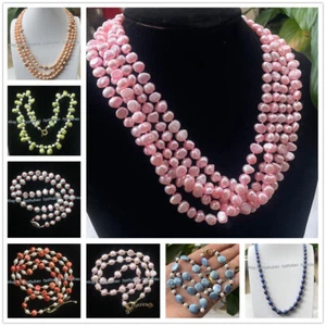 Único Genuino Natural Agua Dulce Barroco Perla Gemas Collar Pulsera Pendientes - Imagen 1 de 104