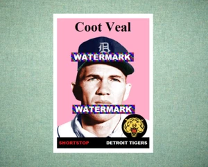 Coot Veal Detroit Tigers 1958 Style Custom Baseball Art Card - Picture 1 of 2